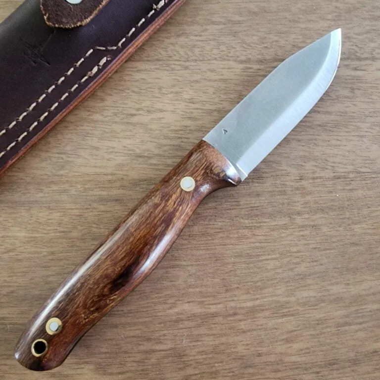 L.T. Wright Hand Crafted Knives Switchback A2 Scandi Desert Ironwood Black Liners knives for sale