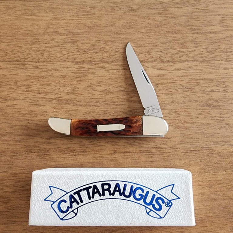 Cattaraugus / A.G. Russell Vintage Bullet Bolster Lock Brown Jigged Bone Mini Toothpick CM12 knives for sale