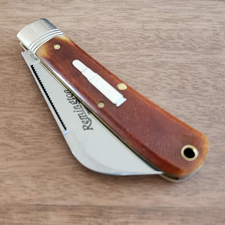 Great Eastern Cutlery Remington UMC Collectors Edition Sterling Silver Bullet in Brown Sawcut Bone knives for sale