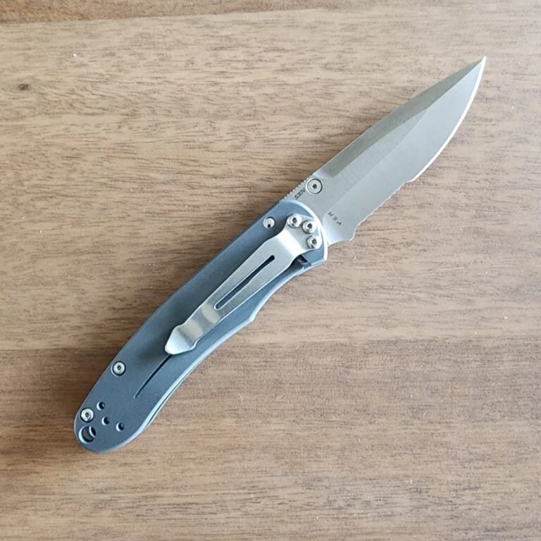 Bradley Cutlery Co. USA Made Alias II S30V Partially Serrated Folder in Titanium knives for sale