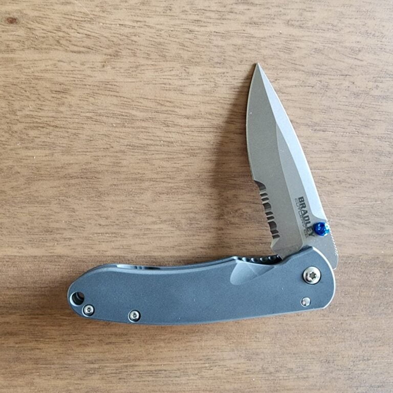 Bradley Cutlery Co. USA Made Alias II S30V Partially Serrated Folder in Titanium knives for sale