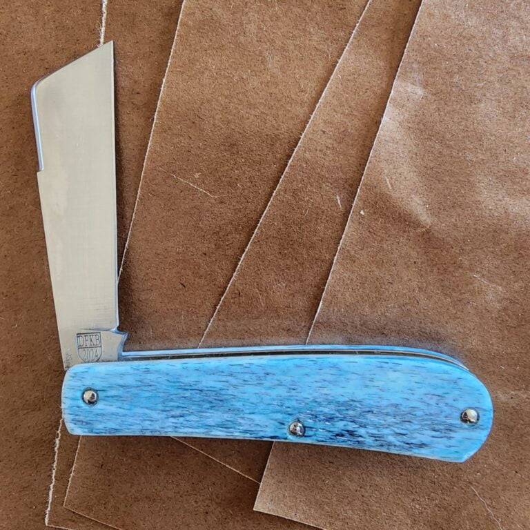 Titusville TSA Exclusive Mermaid Blue Giraffe Bone Big Easy Cotton Sampler 1095 Carbon W/ Long Pull 1 of 6 knives for sale