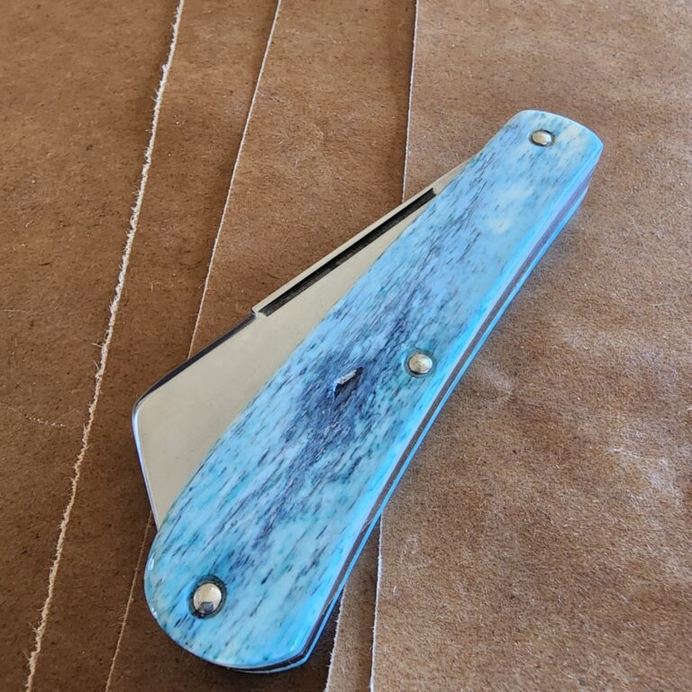 Titusville TSA Exclusive Mermaid Blue Giraffe Bone Big Easy Cotton Sampler 1095 Carbon W/ Long Pull 1 of 6 knives for sale