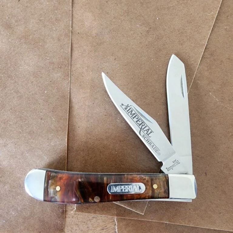 Imperial /Schrade Vintage USA Made IMP15T in Brown Acrylic knives for sale