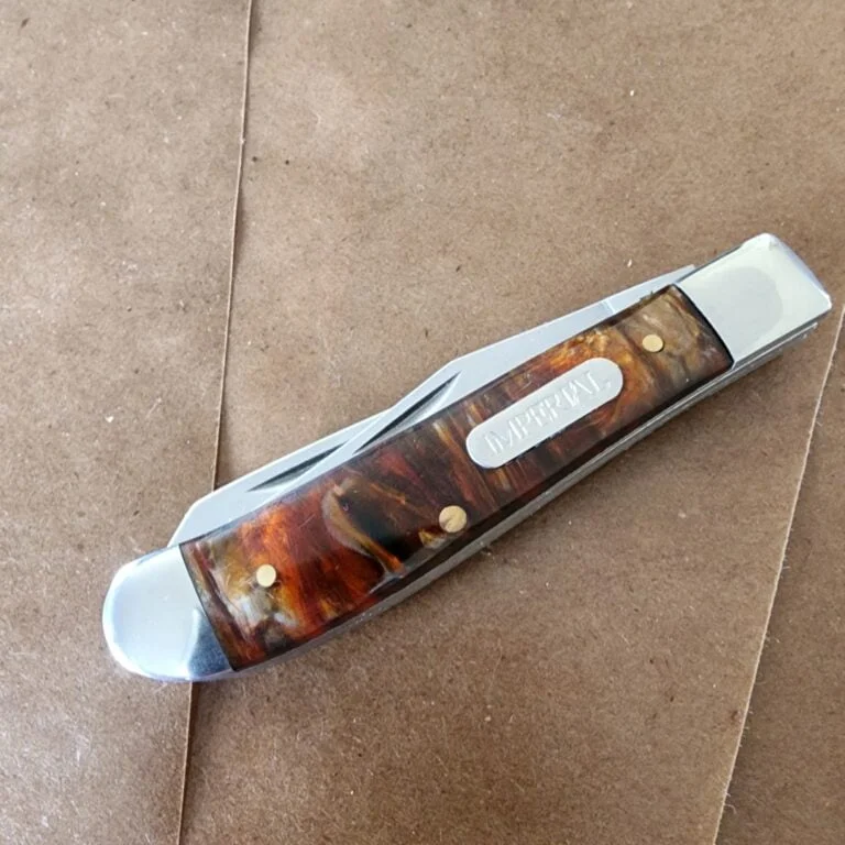 Imperial /Schrade Vintage USA Made IMP15T in Brown Acrylic knives for sale