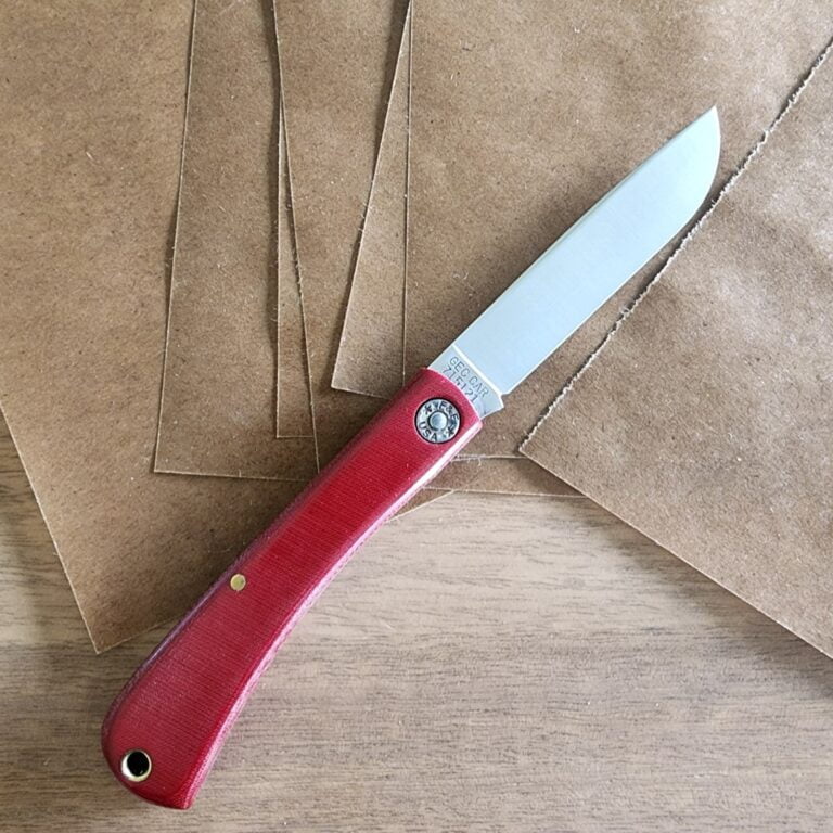 Great Eastern Cutlery #715121 Red Linen Micarta knives for sale