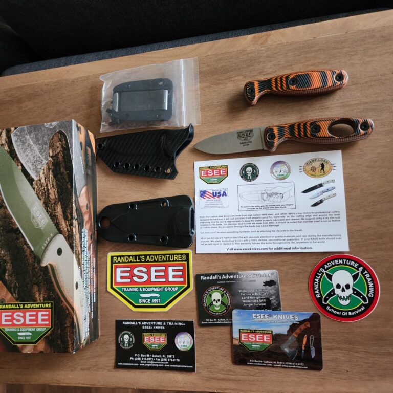 ESEE Xancudo (S35VN steel) with 3d g10 scales with carabiner hole Upgraded Armatus Carry Solutions kydex sheath +1 Extra set of 3d g10 scales (variation without carabiner hole) knives for sale