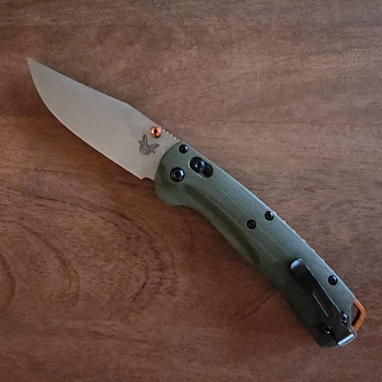 Benchmade Taggedout Folding Knife 15536 CPM-S45VN Satin Clip Point Plain Blade, OD Green G-10 Handle knives for sale