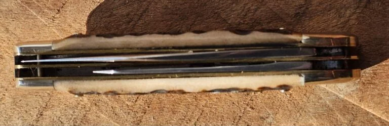 Vintage Krusius Soligen Germany Copperhead Style Jack Knife in Brown Jigged Bone knives for sale