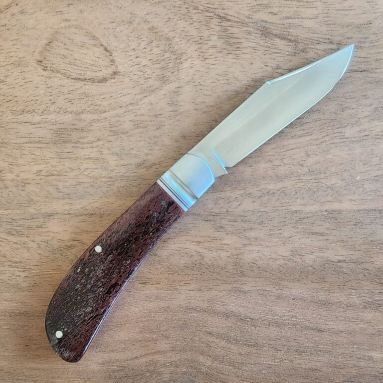 K'Roo Custom Hollow Ground Lanny's Clip in Brown Bone Created April 2024 by W. O'Kelly knives for sale