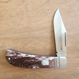 K'Roo Custom Hollow Ground Lanny's Clip in Brown Bone Created April 2024 by W. O'Kelly knives for sale