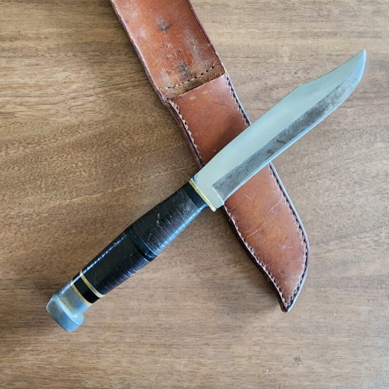 Ka-Bar/ Trench Art Style Vintage Fixed blade of unknown origin knives for sale