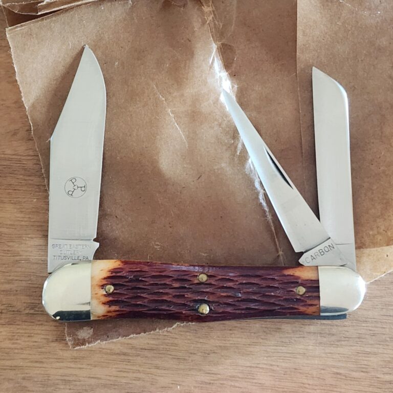 Great Eastern Cutlery #291319 Burnt Sienna Jigged Bone knives for sale