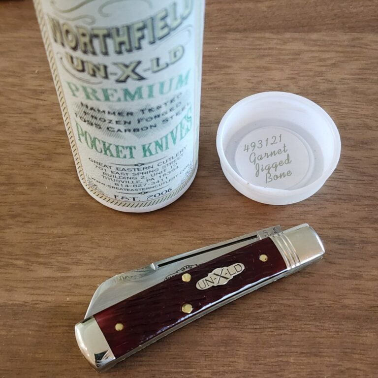 Great Eastern Cutlery #493121 Garnet Jigged Bone knives for sale