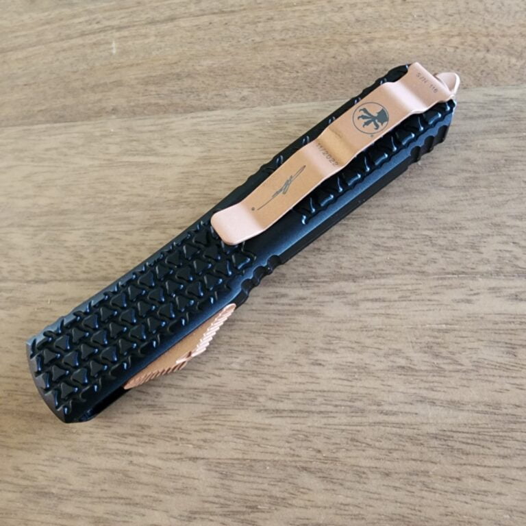 Microtech Ultratech Trigrip Copper Cerakote/Black DLC Tanto in M390 SN 116 USA Made 11/2022 knives for sale