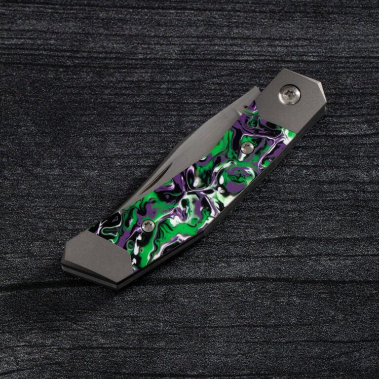 MINI CYBORG JACK - KAOTIC RESIN HAND SATIN knives for sale