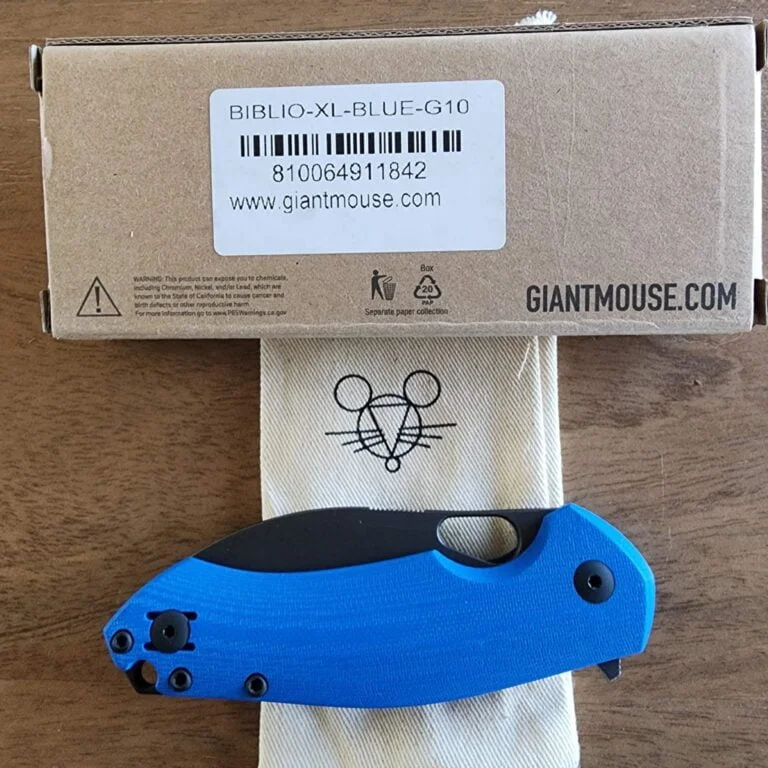 Giant Mouse ACE Vanadis Biblo-XL-Blue G10 knives for sale