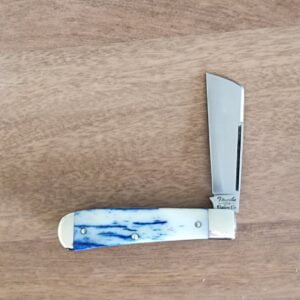 Titusville TSA Exclusive Olympic Blue Giraffe Bone Big Easy Cotton Sampler 1095 Carbon W/ Long Pull 1 of 6 knives for sale