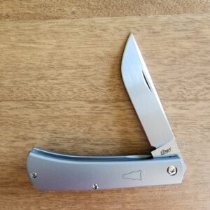 ESNYX Silver Line Workhorse Front Flipper Silver Titanium, Silver Clip ESN-WHFF-74 knives for sale