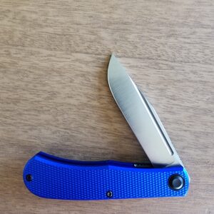 Daedalus Knife Co. "Lab" in Blue Aluminum and 154 CM Satin knives for sale