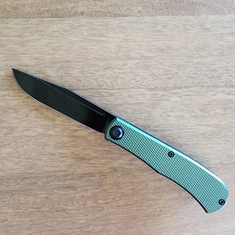 Daedalus Knife Co. "Lab" in Green Aluminum and 154 CM Blackwash knives for sale