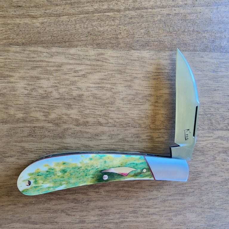 K'Roo Custom Ettrick Swayback Wharncliffe in Dyed Kudu Bone Created May 2024 by W. O'Kelly knives for sale