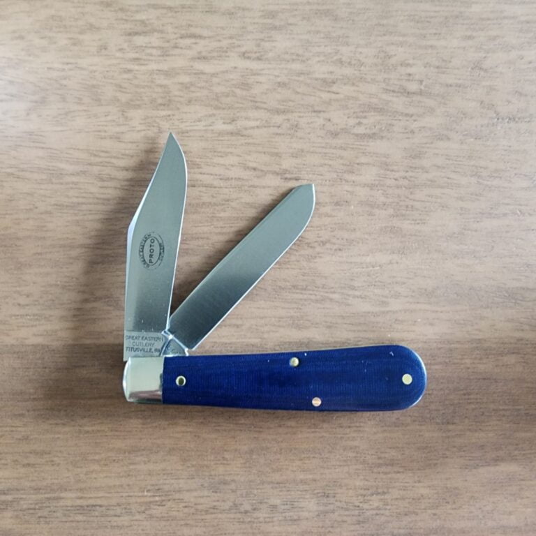 Great Eastern Cutlery #391224 Blue Linen Micarta PROTOTYPE knives for sale