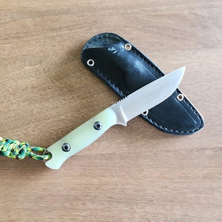 Bark River Bravo Necker II in CPM 3V and Ghost Green Jade G10 Scales.  gently used, good condition. knives for sale