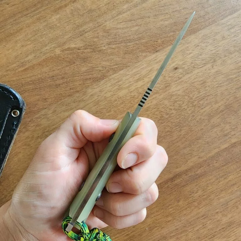 Bark River Bravo Necker II in CPM 3V and Ghost Green Jade G10 Scales.  gently used, good condition. knives for sale
