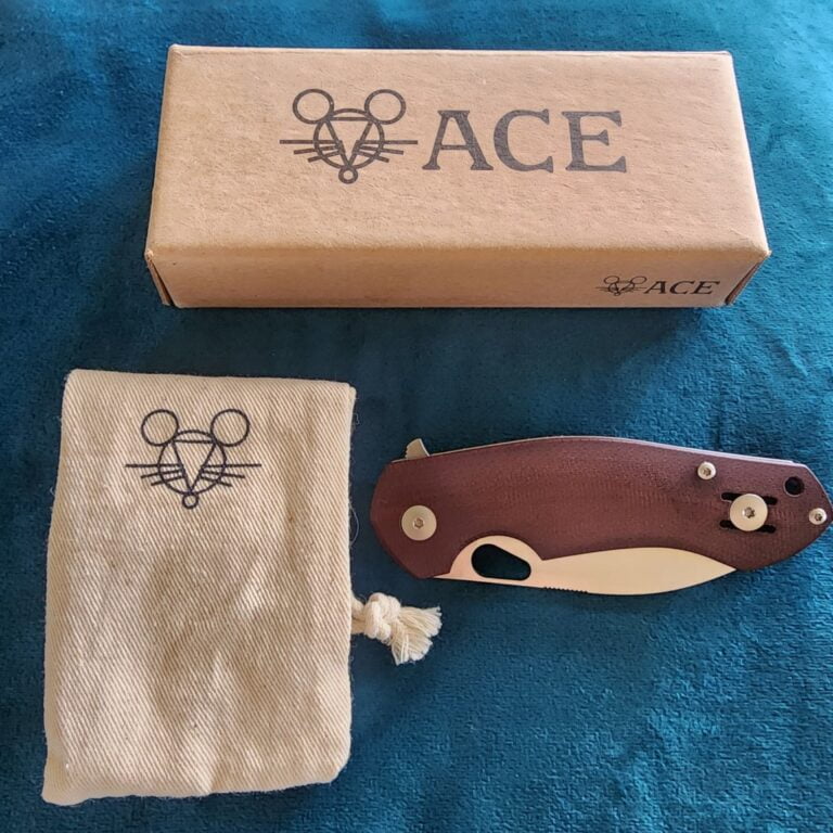 Giant Mouse ACE Biblio Burgundy Canvas Micarta Discounted "Rescue Mouse" knives for sale