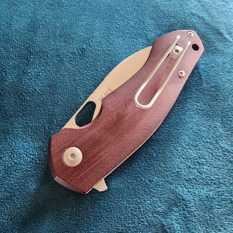 Giant Mouse ACE Biblio Burgundy Canvas Micarta Discounted "Rescue Mouse" knives for sale