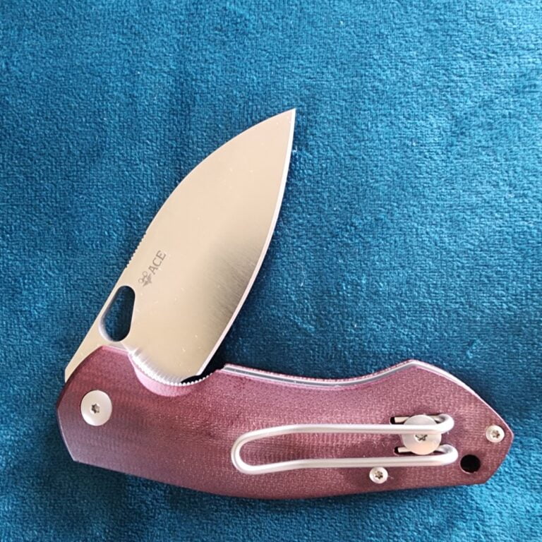 Giant Mouse ACE Biblio Burgundy Canvas Micarta Discounted "Rescue Mouse" knives for sale