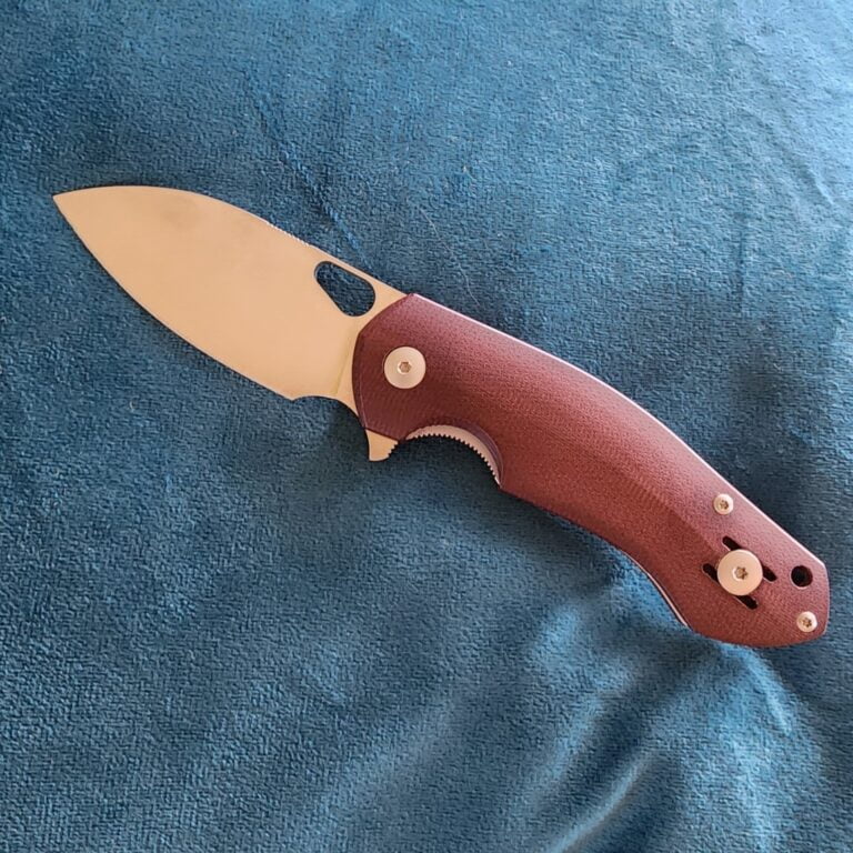 Giant Mouse ACE Biblio Burgundy Canvas Micarta Discounted "Rescue Mouse" knives for sale