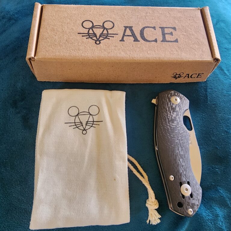 Giant Mouse ACE Biblio Carbon Fiber with Satin Blade Discounted "Rescue Mouse" knives for sale