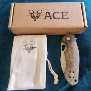 Giant Mouse ACE Biblio in Green Canvas Micarta Discounted "Rescue Mouse" knives for sale
