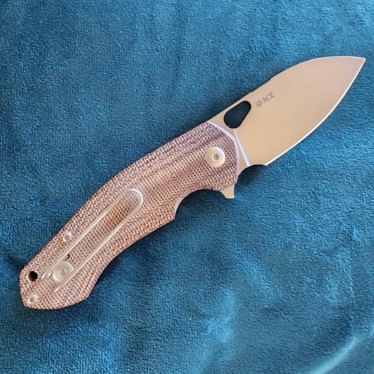 Giant Mouse ACE Biblio Natural Canvas Micarta Discounted "Rescue Mouse" knives for sale