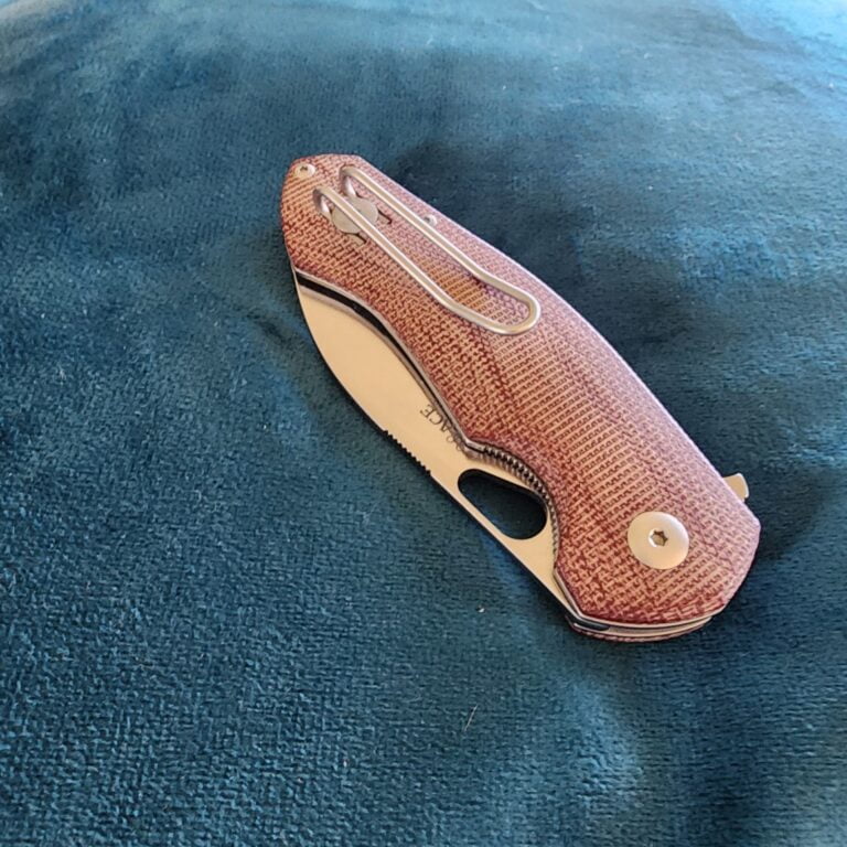 Giant Mouse ACE Biblio Red Canvas Micarta Discounted "Rescue Mouse" knives for sale