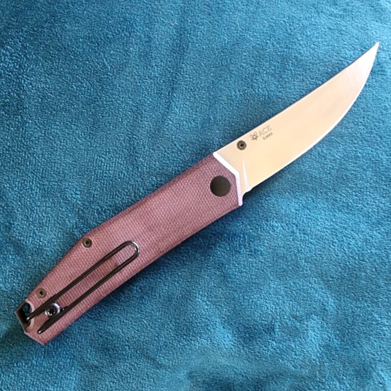 Giant Mouse Burgundy Canvsa Micarta Clyde Discounted "Rescue Mouse" knives for sale