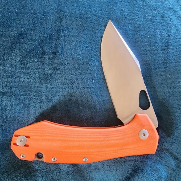 Giant Mouse ACE Grand in Orange G10 and ELMAX Discounted "Rescue Mouse" knives for sale