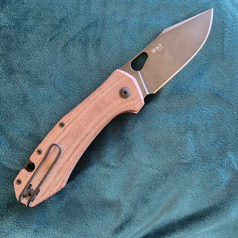 Giant Mouse ACE Red Canvas/PVD Blackout M390 Grand Discounted "Rescue Mouse" knives for sale