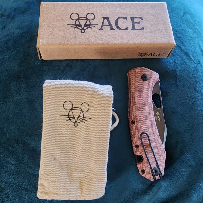 Giant Mouse ACE Red Canvas/PVD Blackout M390 Grand Discounted "Rescue Mouse" knives for sale