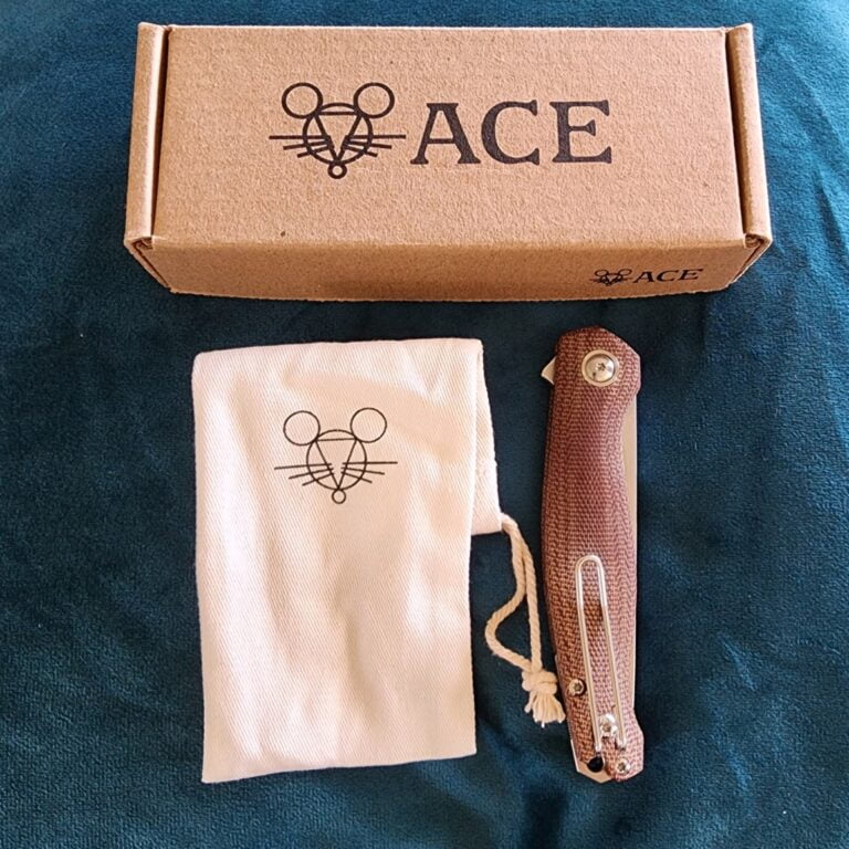 Giant Mouse ACE Sonoma V2 Natural Canvas Micarta Discounted "Rescue Mouse" knives for sale