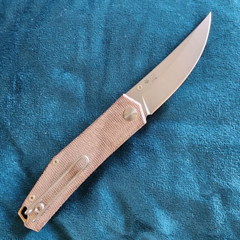 Giant Mouse ACE Clyde in Natural Canvas and Brass Discounted "Rescue Mouse" knives for sale