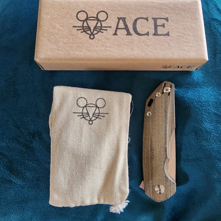 Giant Mouse ACE Corta Green Canvas Micarta Discounted "Rescue Mouse" (no clip) knives for sale