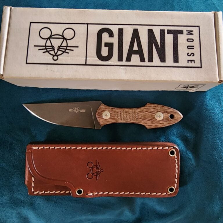 Giant Mouse GMF3 Natural Canvas Micarta Discounted "Rescue Mouse" knives for sale