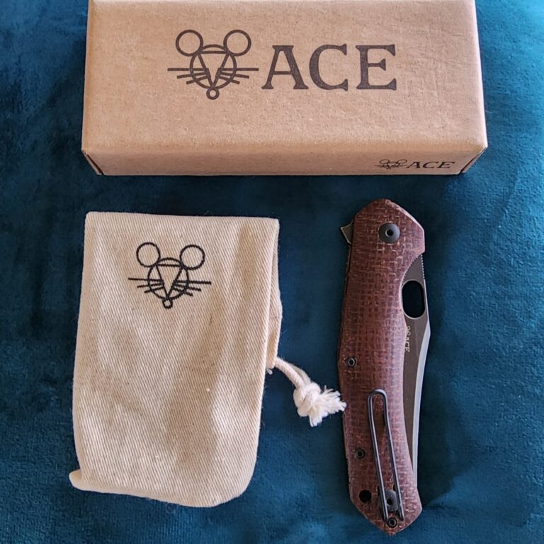 Giant Mouse ACE Jutland Burlap Micarta PVD Discounted "Rescue Mouse" knives for sale