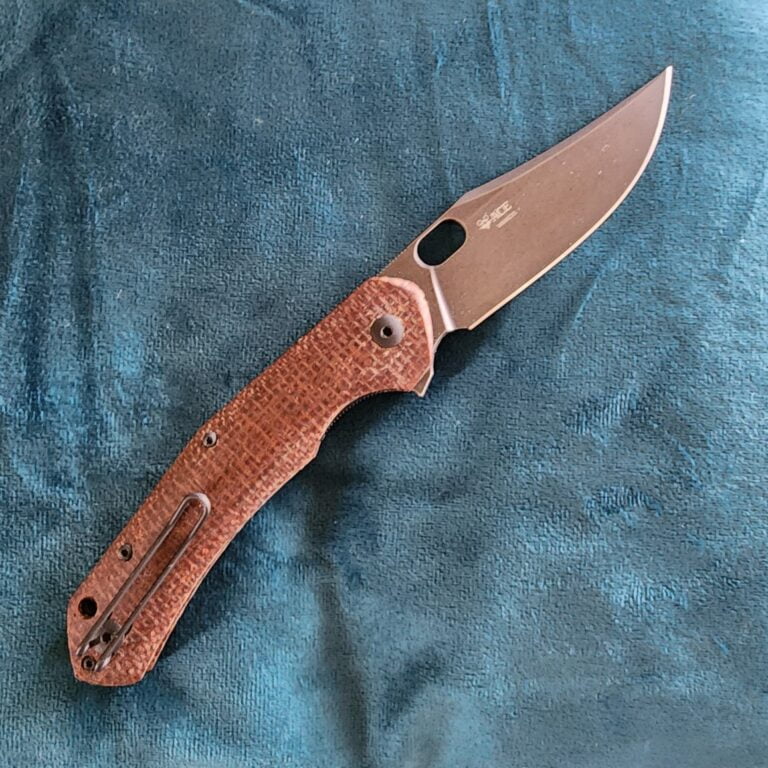 Giant Mouse ACE Jutland Burlap Micarta PVD Discounted "Rescue Mouse" knives for sale