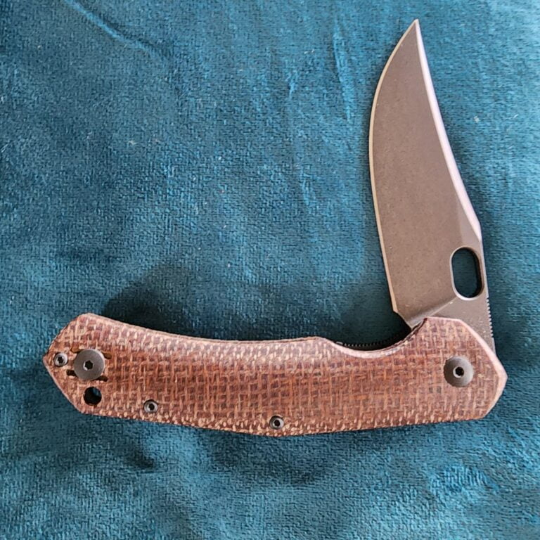 Giant Mouse ACE Jutland Burlap Micarta PVD Discounted "Rescue Mouse" knives for sale