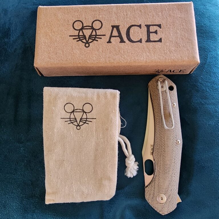 Giant Mouse ACE Jutland Green Canvas Micarta Discounted "Rescue Mouse" knives for sale