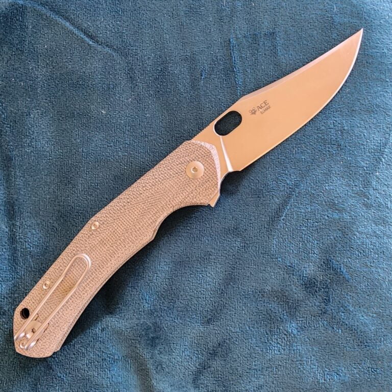 Giant Mouse ACE Jutland Green Canvas Micarta Discounted "Rescue Mouse" knives for sale